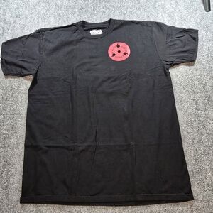 Naruto Mens Black Tee with Red Emblem Sz XL